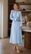 Blue Midi Cocktail Dress with Empire Waist and Bell Sleeves (M, light blue)
