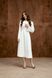 White Midi Cocktail Dress with Empire Waist and Bell Sleeves (L, white)