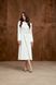 White Midi Cocktail Dress with Empire Waist and Bell Sleeves (L, white)