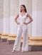 White Evening Wide-Leg Jumpsuit With Belt (M, white)