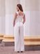 White Evening Wide-Leg Jumpsuit With Belt (M, white)