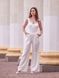 White Evening Wide-Leg Jumpsuit With Belt (M, white)