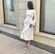 White Midi Cocktail Dress with Empire Waist and Bell Sleeves (L, white)