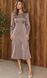 Elegant brown midi-length dress with long sleeves (S, brown)