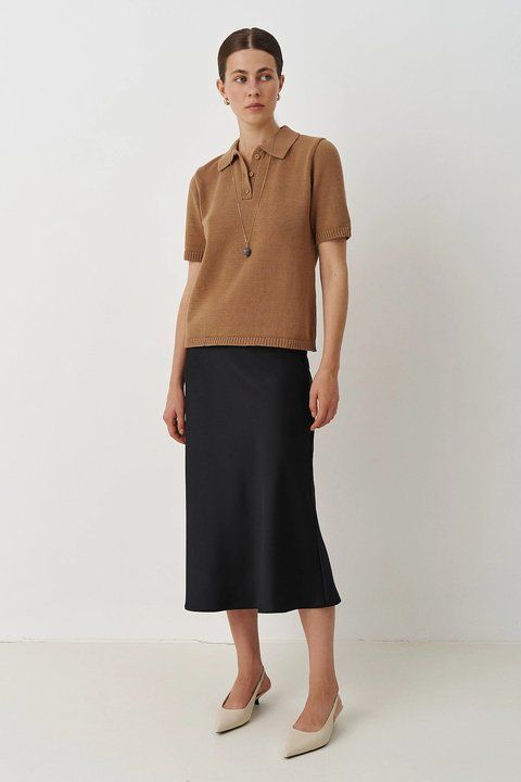 Classic black midi skirt (XS/S, black)
