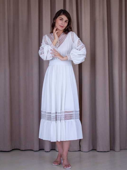 white knit dress long sleeve Cozumel Dress