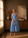 Women's light blue corset midi dress (S, light blue)