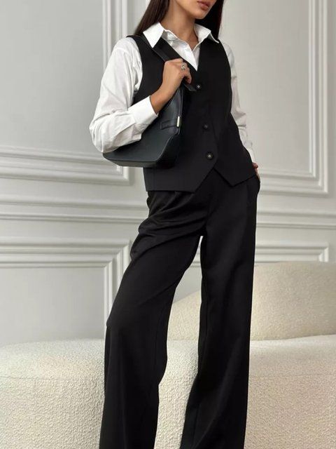 Stylish two-piece black suit (S, black)