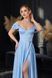 Light Blue evening dress with cups and corset lacing (L, light blue)