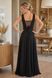 A-line Chiffon Sleeves Maxi Dress with Side Slit and Lace-up Back (XS, black)