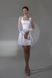 White Mini Dress with Sheer Lantern Sleeves and Corset Top (S/M, white)