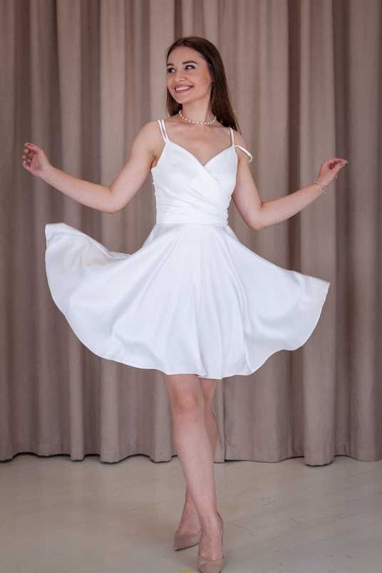 Short White Dress with Spaghetti Straps