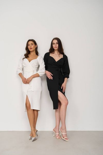 Elegant white dress with 3/4 sleeves and a sweetheart neckline, perfect for an evening event or as a simple wedding dress (XXL, white)