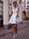White Short Sleeveless Satin Dress with Shoulder Bows (L, white)