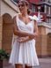 White Short Sleeveless Satin Dress with Shoulder Bows (L, white)