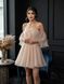 Mini Beige Butterfly Sleeve Dress (M, beige)