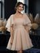 Mini Beige Butterfly Sleeve Dress (M, beige)