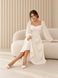 Classic white midi cocktail dress with long sleeves (S, white)
