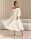 Classic white midi cocktail dress with long sleeves (S, white)