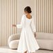 Classic white midi cocktail dress with long sleeves (S, white)