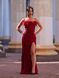 Burgundy Long Evening Strapless Dress With Feathers (S, burgundy)