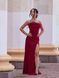 Burgundy Long Evening Strapless Dress With Feathers (S, burgundy)