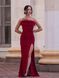 Burgundy Long Evening Strapless Dress With Feathers (S, burgundy)