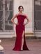 Burgundy Long Evening Strapless Dress With Feathers (S, burgundy)