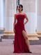 Burgundy Long Evening Strapless Dress With Feathers (S, burgundy)