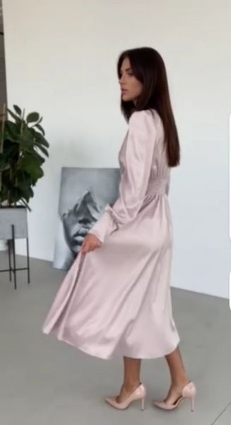 Sparkly, dressy powder-colored dress (M, pastel pink)