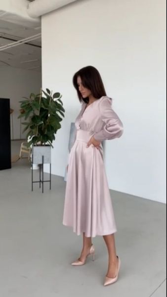 Sparkly, dressy powder-colored dress (M, pastel pink)