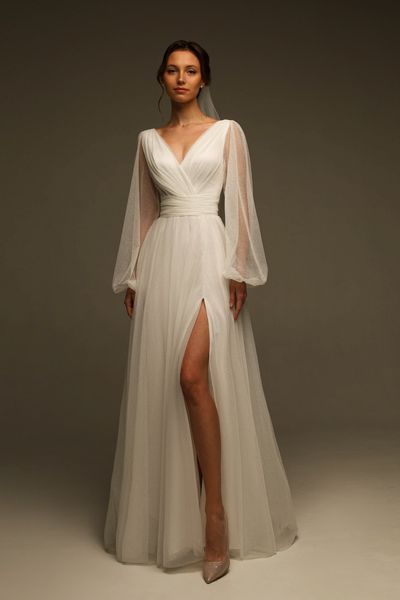 Floor Length V-Neck Chiffon Maxi Dress (XL/XXL, off white)