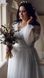 Floor Length V-Neck Chiffon Maxi Dress (XL/XXL, off white)