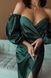 Green Satin Sheath Maxi Dress with Sweetheart Neckline and High Slit (XS/S, green)
