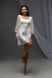 Minimalist White Mini Dress with Sheer Lantern Sleeves and Square Neckline (off white)