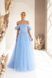 Light Blue Lace Up Maxi Fit & Flare Dress with Flowers (M, light blue)