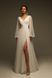 Floor Length V-Neck Chiffon Maxi Dress (XL/XXL, off white)