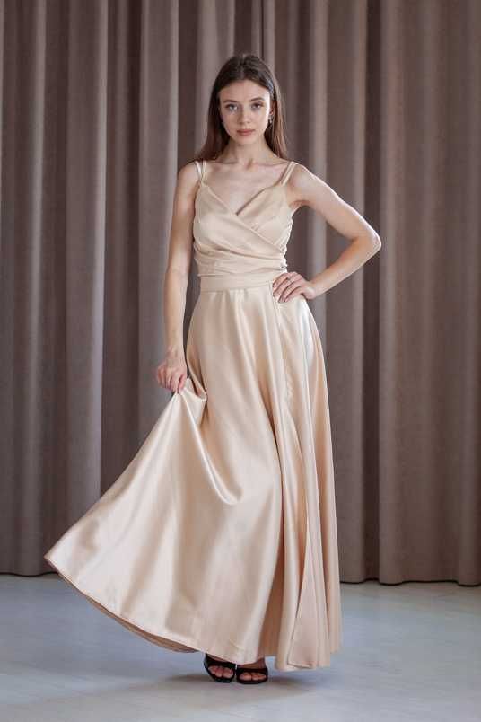 chinese dress ladies Lady Black Tie - Micah Maxi Dress - Strapless Satin Dress with Gathered Detail