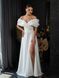 Off Shoulder Fit and Flare White Wedding Maxi Dress (XS, white)