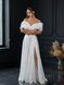 Off Shoulder Fit and Flare White Wedding Maxi Dress (XS, white)