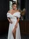 Off Shoulder Fit and Flare White Wedding Maxi Dress (XS, white)