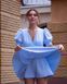 Light Blue Long Sleeve Cocktail Mini Dress (S, light blue)