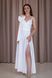 White Satin A-Line Maxi Dress with V-Neck and Side Slit (S, white)