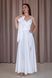 White Satin A-Line Maxi Dress with V-Neck and Side Slit (S, white)