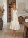 Sleeveless Fit & Flare Off White Midi Dress with Thin Straps (S, cream white)