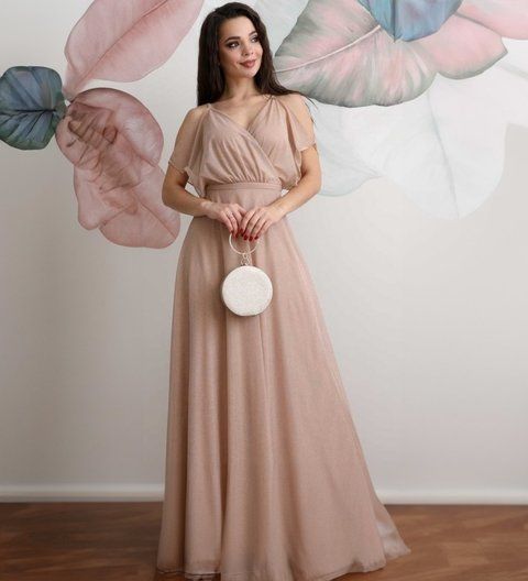Блискуча золотиста сукня з запахом (L/XL, Бежевий) MLT-40-448-506 фото