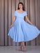 Light Blue Off-Shoulder Fit and Flare Midi Dress (M, light blue)