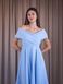 Light Blue Off-Shoulder Fit and Flare Midi Dress (M, light blue)