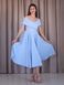 Light Blue Off-Shoulder Fit and Flare Midi Dress (M, light blue)
