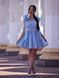 Blue Women's Short Satin Evening Dress With Belt (S, light blue)
